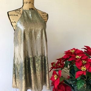 Show Me Your MuMu Silver Halter High Neck Sequin Cocktail Party Dress